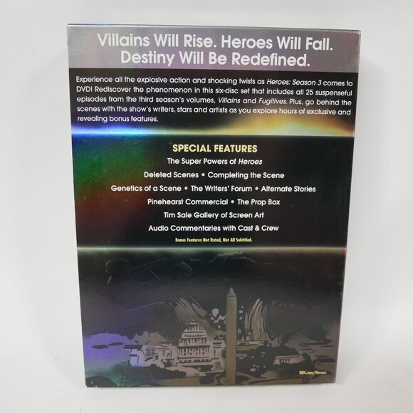 Heroes Season 3 DVD Box Set Universal Sci-Fi Series Bonus Features TESTED - Picture 3 of 3